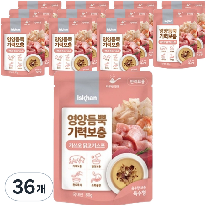 이즈칸 고양이 영양듬뿍 기력보충 스프, 가쓰오닭고기스프, 80g, 36개