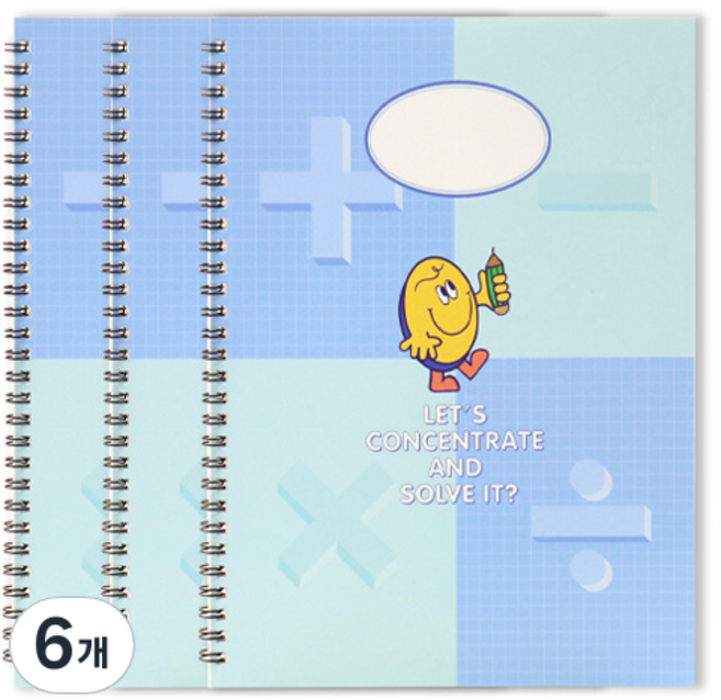 비팬시 비키즈 초등 스마일 4분할 모눈 수학 노트 연습장, 민트블루, 6개