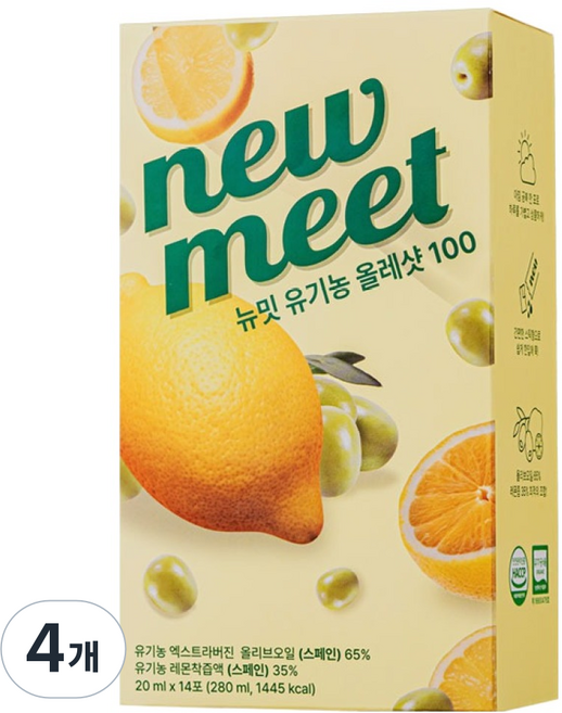 뉴밋 유기농 올레샷 100 스틱 14p, 4개, 280ml