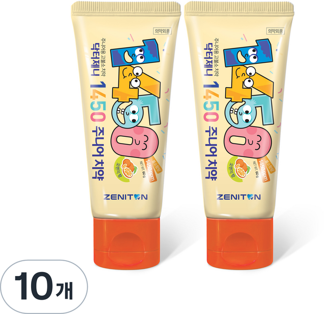 제니튼 닥터제니 1450 고불소 주니어 치약 오렌지향, 60g, 10개