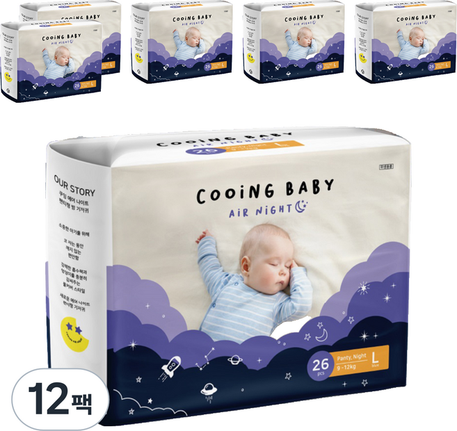 Cooing 쿠잉 에어나이트 팬티, 대형(L), 312매