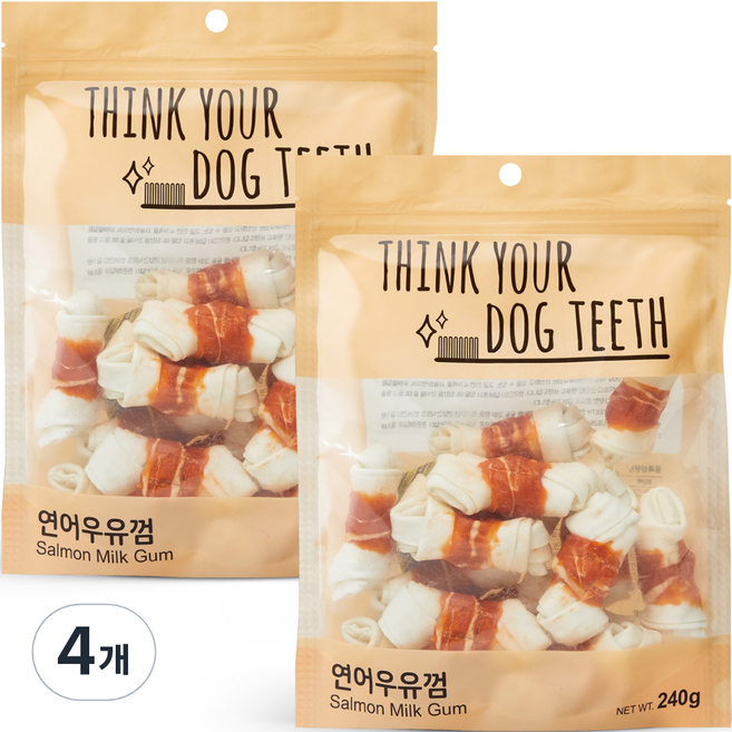 띵크유어도그티 강아지 딩고껌 소형 15P, 연어, 240g, 4개