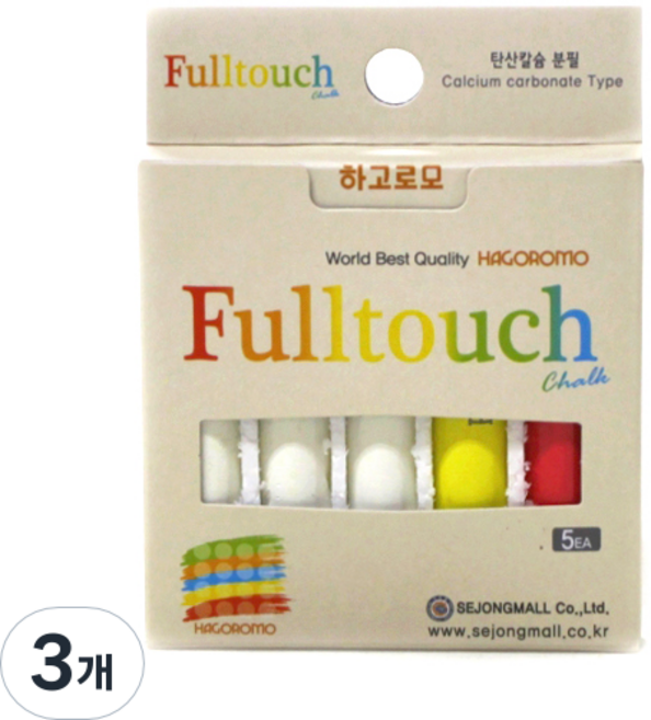 하고로모 탄산분필 3색 혼합 5본, 혼합색상, 15개