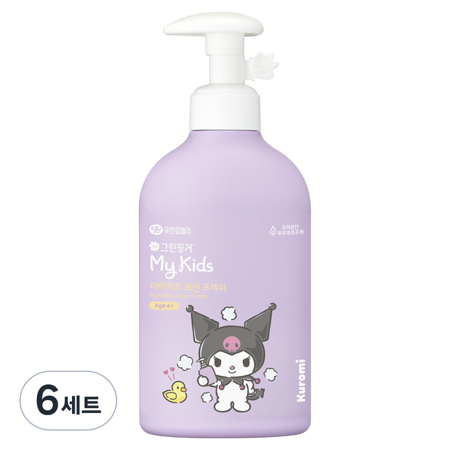 그린핑거 마이키즈 프레쉬 산리오 쿠로미 키즈 로션, 320ml, 6세트