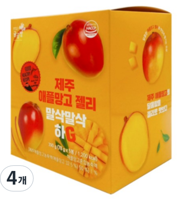 맛있는귤공방 제주 애플망고 젤리 말삭말삭하G 5p, 390g, 4개
