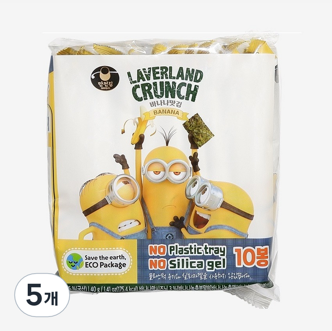 만전김 에코팩 바나나맛 도시락김 10p, 40g, 5개