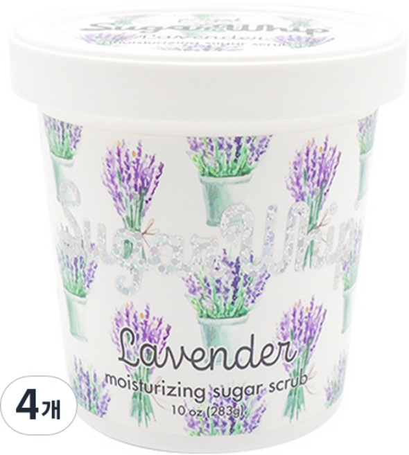 프라이멀엘리먼츠 슈가휩 바디스크럽 라벤더 꽃향, 283g, 4개