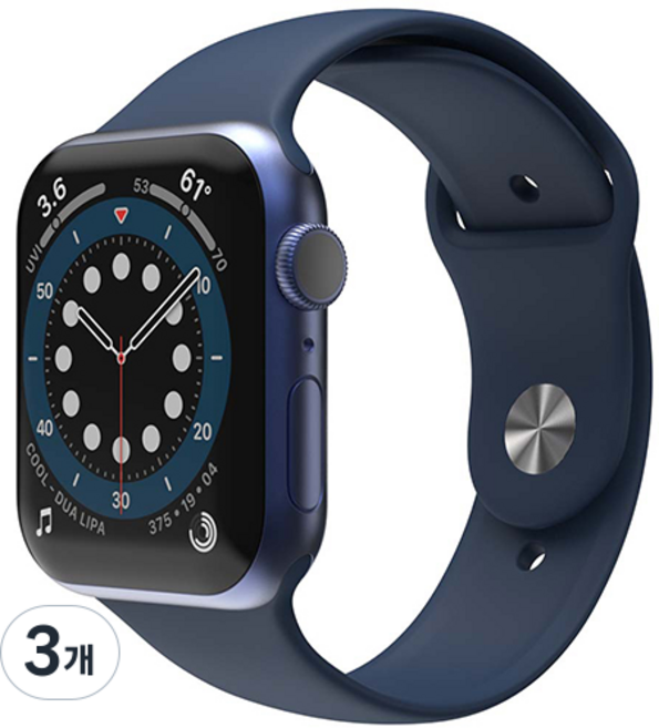 신지모루 애플워치 호환 실리콘 원버튼 스트랩, 네이비, 3개