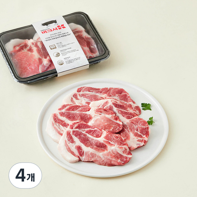 버크셔K 흑돼지 목심 구이용 (냉장), 500g, 4개