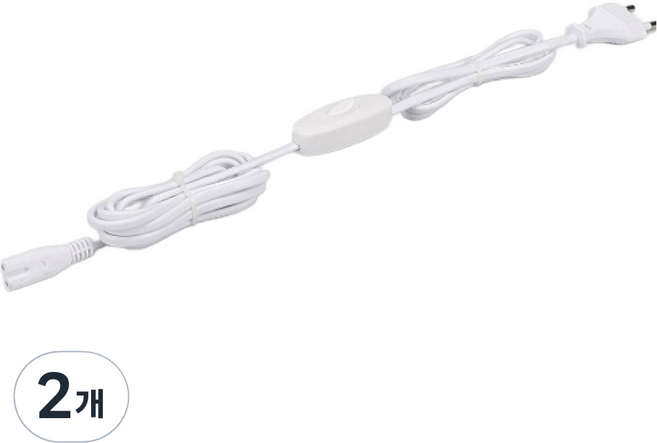 비츠온 T5 전용 2핀 스위치형 전원선 코드, 3m, 화이트, 2개