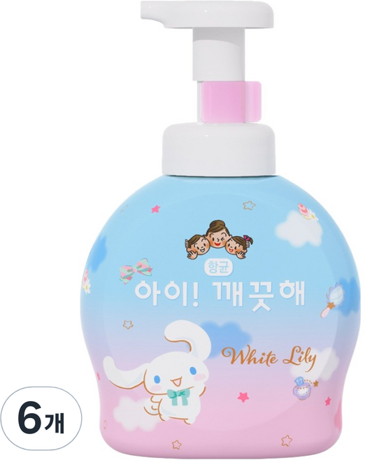 아이깨끗해 시나모롤 핸드워시 화이트릴리, 490ml, 6개