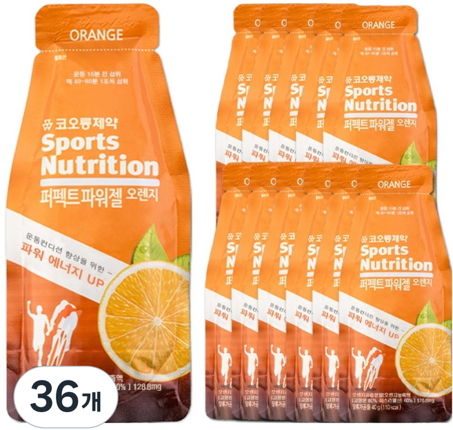 코오롱제약 퍼펙트 파워젤 오렌지, 40g, 36개