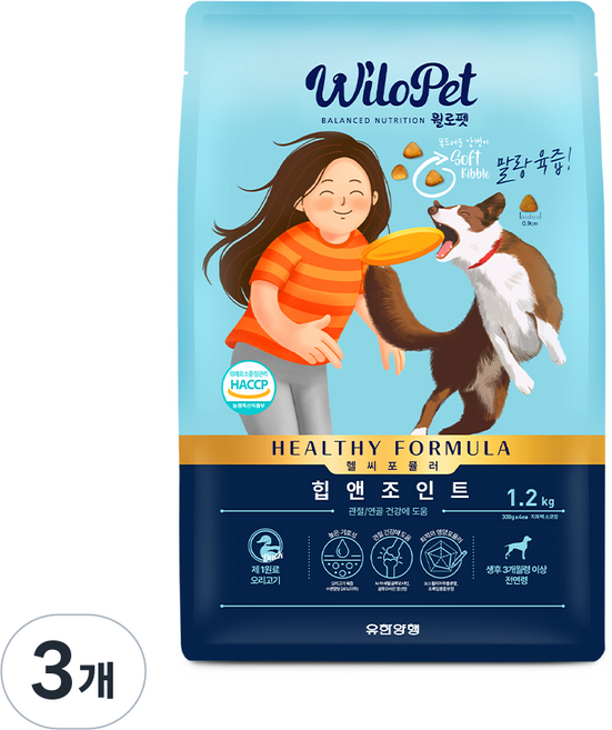 윌로펫 전연령용 강아지 헬시포뮬러 기능성 소프트사료 힙앤조인트, 오리, 1.2kg, 3개