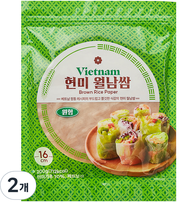 현미 원형 월남쌈, 200g, 2개