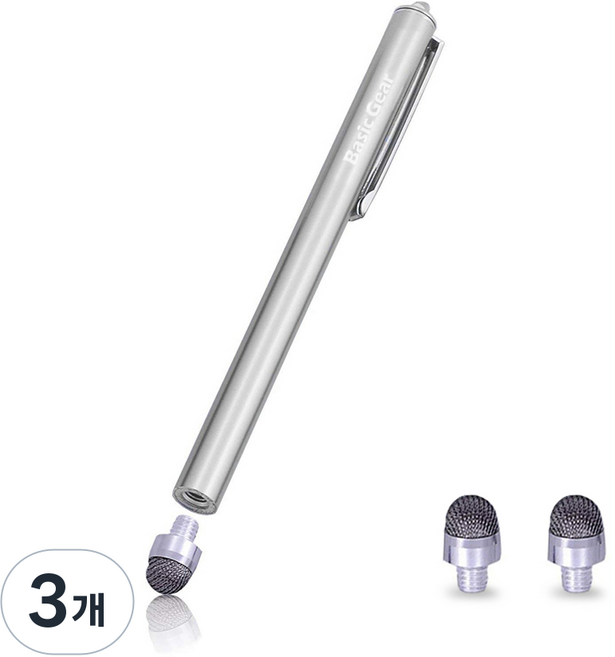베이직기어 마이크로 터치펜, 실버, 3개