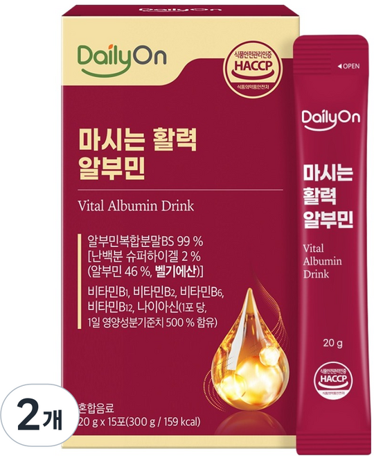 데일리온 마시는 활력 알부민 15p, 300g, 2개