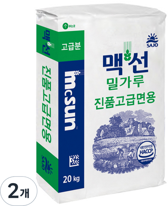 MCSUN 밀가루 진품 고급면용, 20kg, 2개