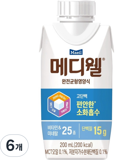 메디웰 고단백 완전균형영양식, 200ml, 6개