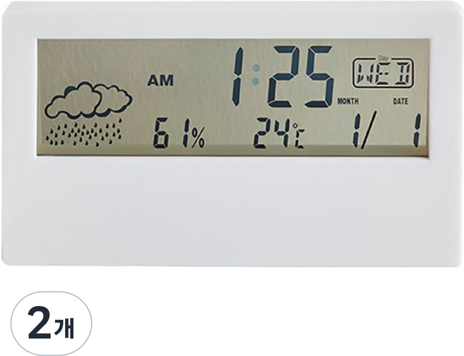 랩앤툴스 디지털 인테리어 메이트 온습도계, 투명 + 화이트, 2개