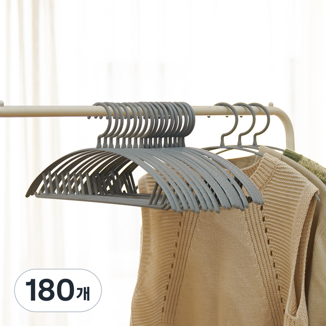 KAZT 圓肩防滑針織上衣衣架, 灰色, 180個