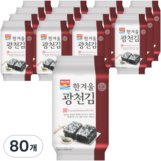 해의락 한겨울광천 도시락김, 5g, 80개