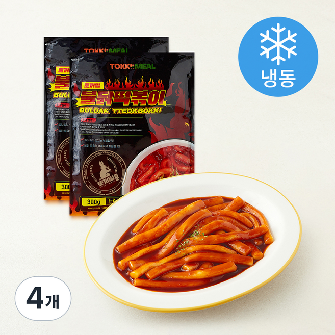 토끼밀 불닭 떡볶이 (냉동), 300g, 4개