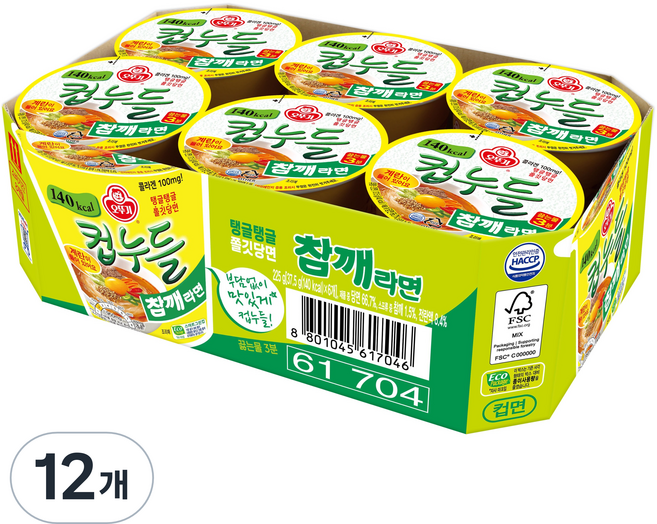 오뚜기 컵누들 참깨라면 37.5g, 12개