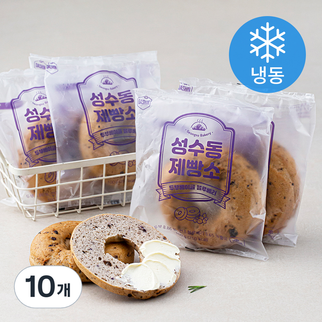 다신 성수동 제빵소 두부베이글 블루베리 (냉동), 100g, 10개