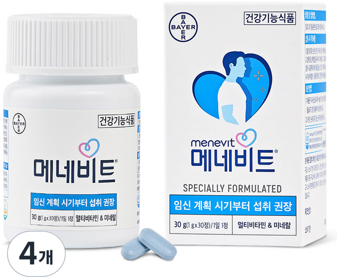 메네비트 남성용 임신준비 멀티 비타민 30g, 30정, 4개