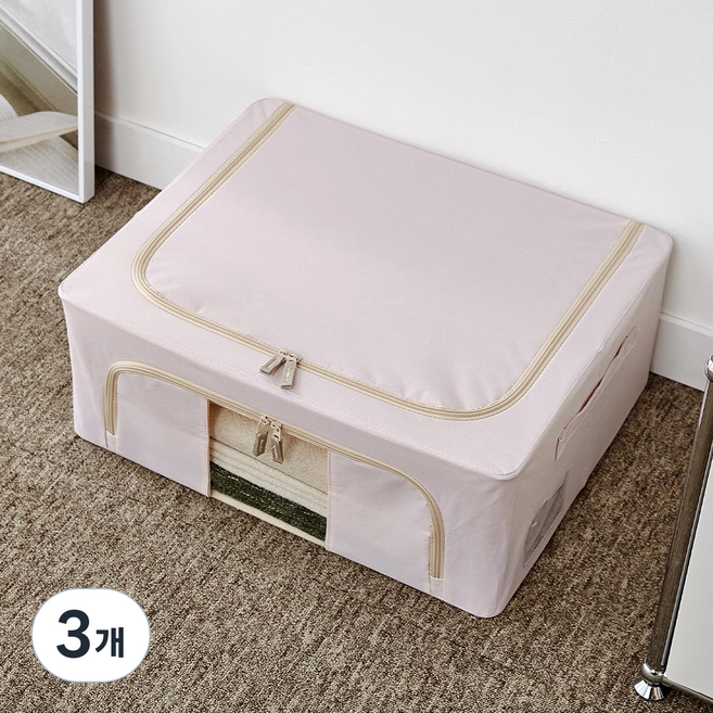 모던하우스 윈도우 폴딩수납 리빙박스 40L, 3개, 오트밀