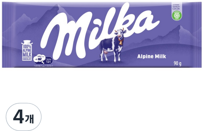 밀카 알프스밀크, 90g, 4개