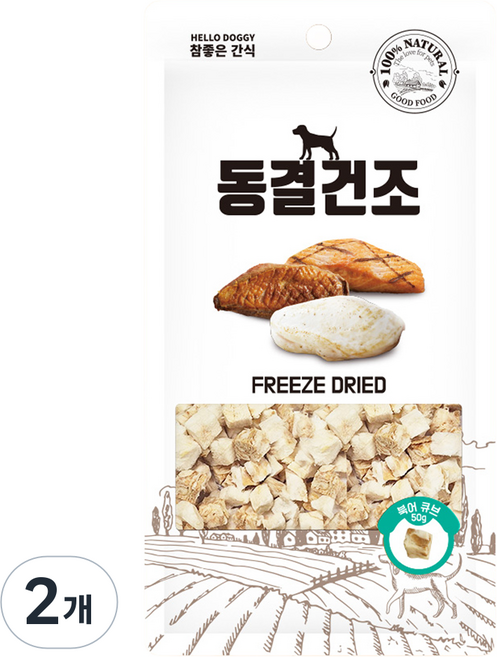 참좋은간식 강아지 고양이 동결건조간식, 북어 큐브, 50g, 2개