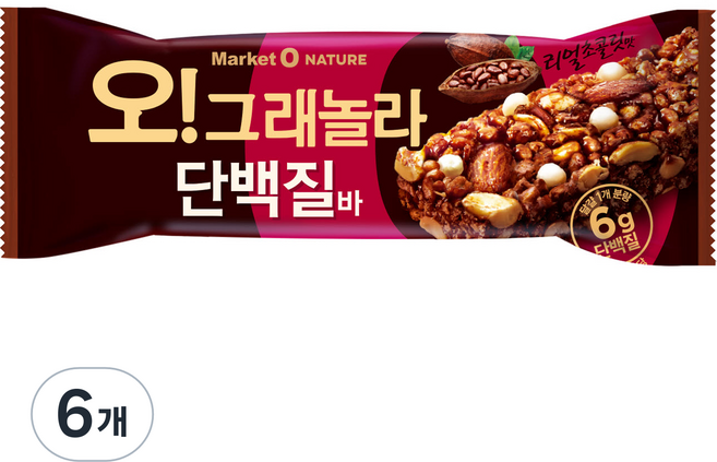 마켓오네이처 오 그래놀라 단백질바, 40g, 6개