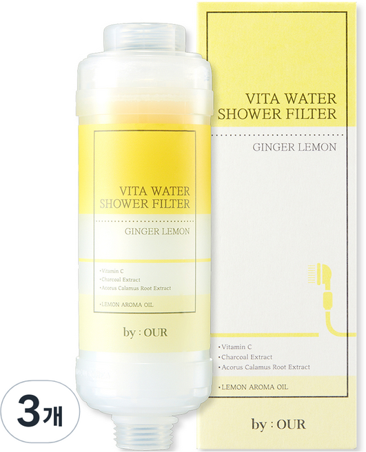 바이아우어 더 안심 비타민 샤워필터, 3개, 진저레몬향