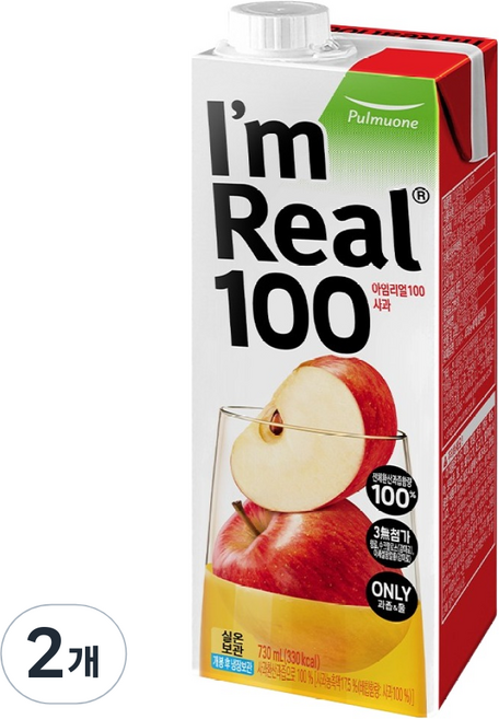아임리얼 100 사과, 730ml, 2개
