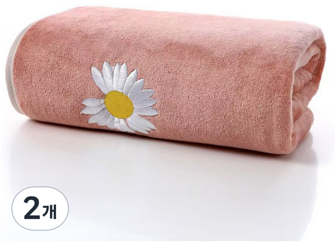 원이네 국화꽃 극세사 바스타월 300g 극세사, 핑크, 2개