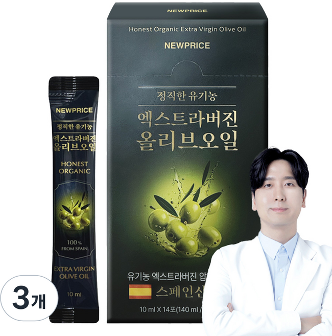 뉴프라이스 정직한 유기농 엑스트라버진 올리브오일 스틱 14p, 3개, 140ml