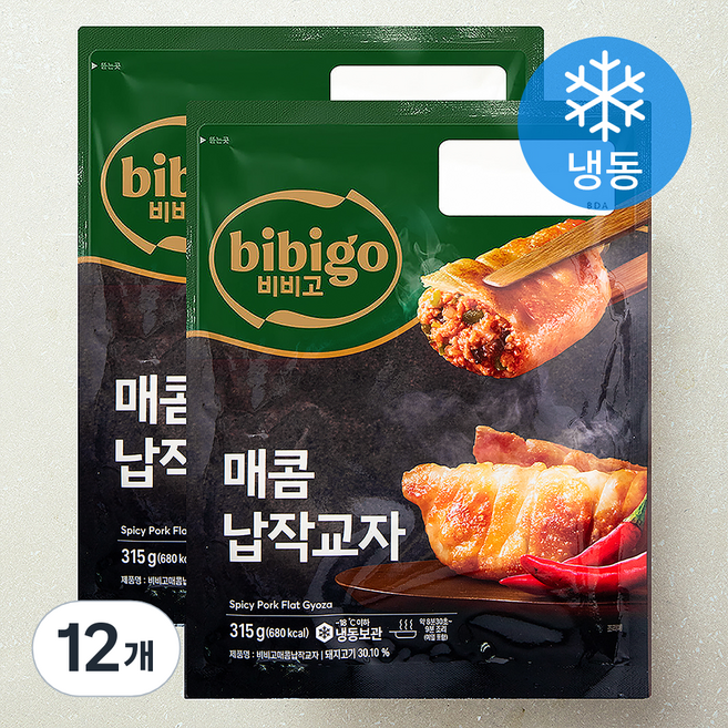 비비고 매콤 납작교자 (냉동), 315g, 12개