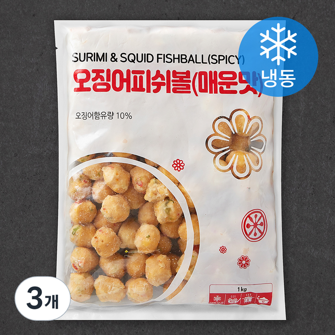 랜시 오징어 피쉬볼 매운맛 (냉동), 1kg, 3개