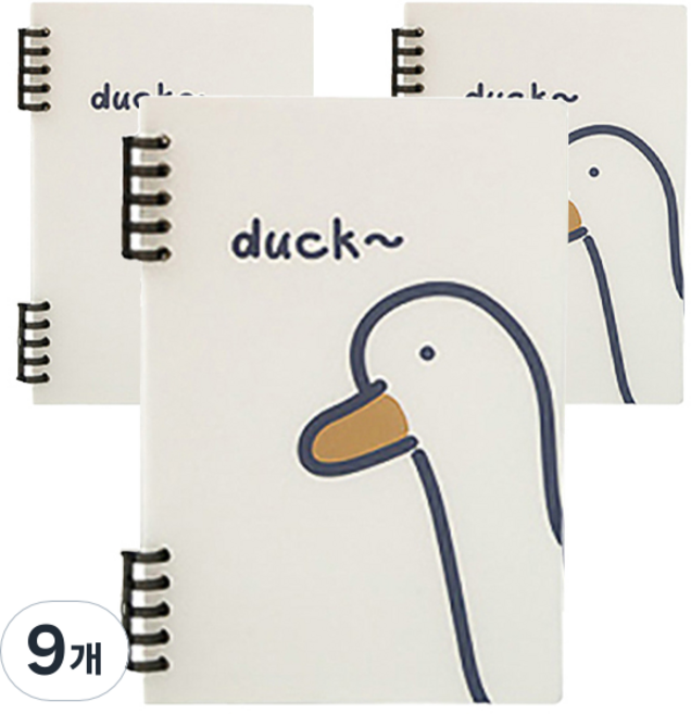 마켓감성 투명커버 코일 메모장, 오리, 9개