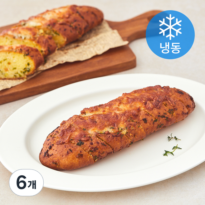 프레시오늘 우리밀 25% 리얼버터 자연치즈99% 직접 갈아만든 양파마늘바게트 (냉동), 130g, 6개