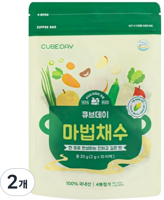 큐브데이 첨가물 없는 마법채수 티백 10p, 20g, 2개