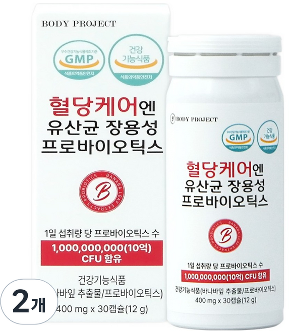 바디프로젝트 혈당케어엔유산균 장용성 프로바이오틱스 400mg, 2개, 30정