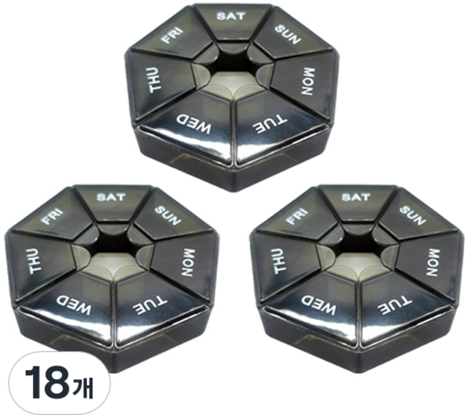 홈즈픽 휴대용 요일별 약통 케이스, 18개