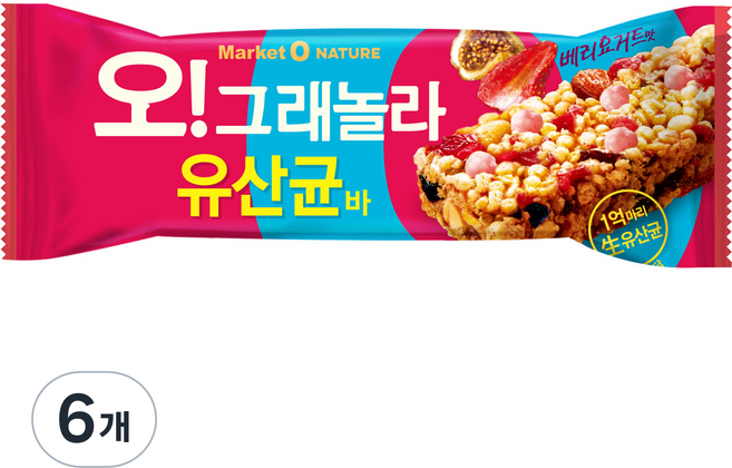 마켓오 오 그래놀라 유산균바, 35g, 6개