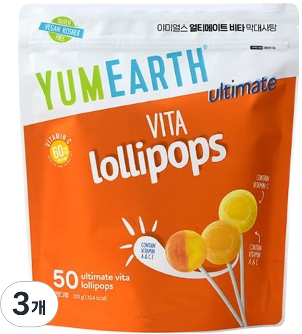 YUMEARTH 極致維他命棒棒糖, 3個, 310g