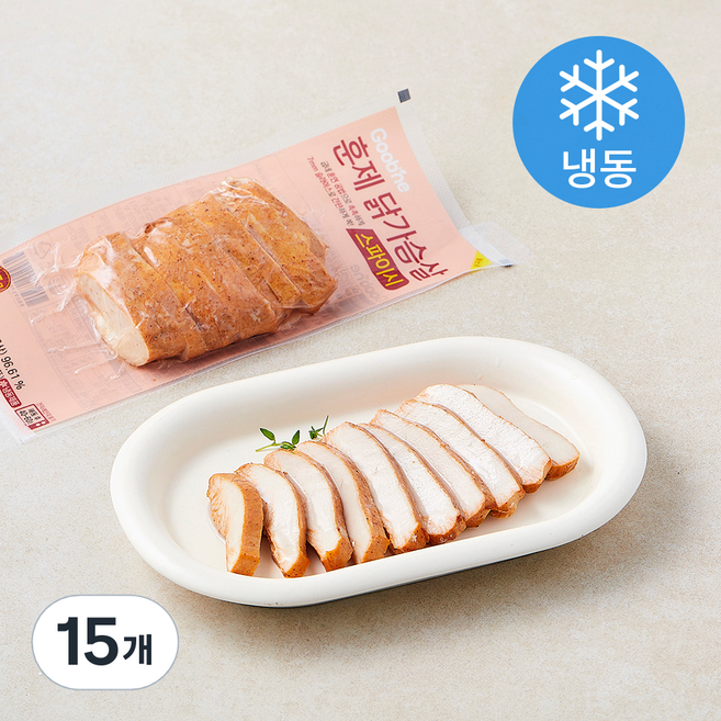 굽네 훈제 슬라이스 스파이시 (냉동), 100g, 15개, 1개입