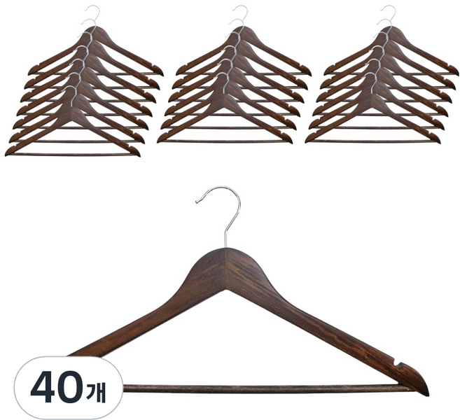 WhiteRabbit 프리미엄 원목 옷걸이, 월넛, 40개