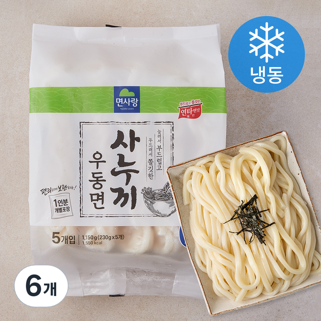 면사랑 사누끼 우동면 5개입 (냉동), 1.15kg, 6개