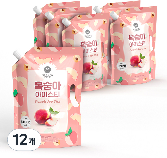 맥널티커피 복숭아 아이스티, 1L, 12개